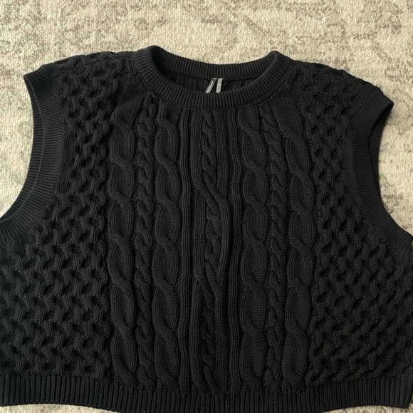 Anthropologie Black Cable Knit Sweater Vest - Picture 2 of 4